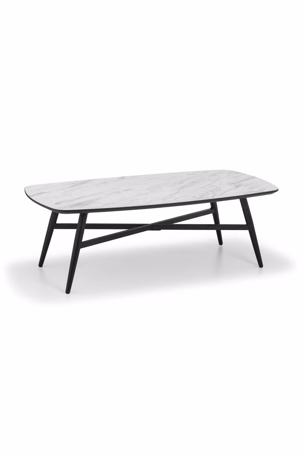 Julian Bowen Caruso Rectangular Marble Effect Coffee Table in White and Black – 2