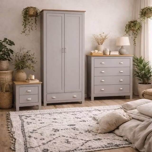 Wyld Haus Ballette Soft Grey and Oak Bedroom Furniture Set – 1