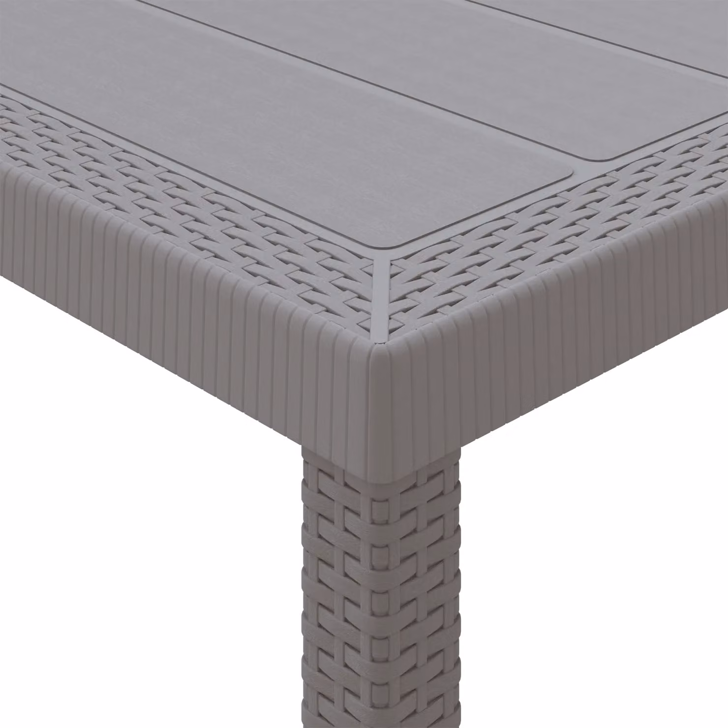 Berkfield Home Garden Table in Light Grey Poly Rattan, W/D/H: 200 x 100 x 73 cm – 3