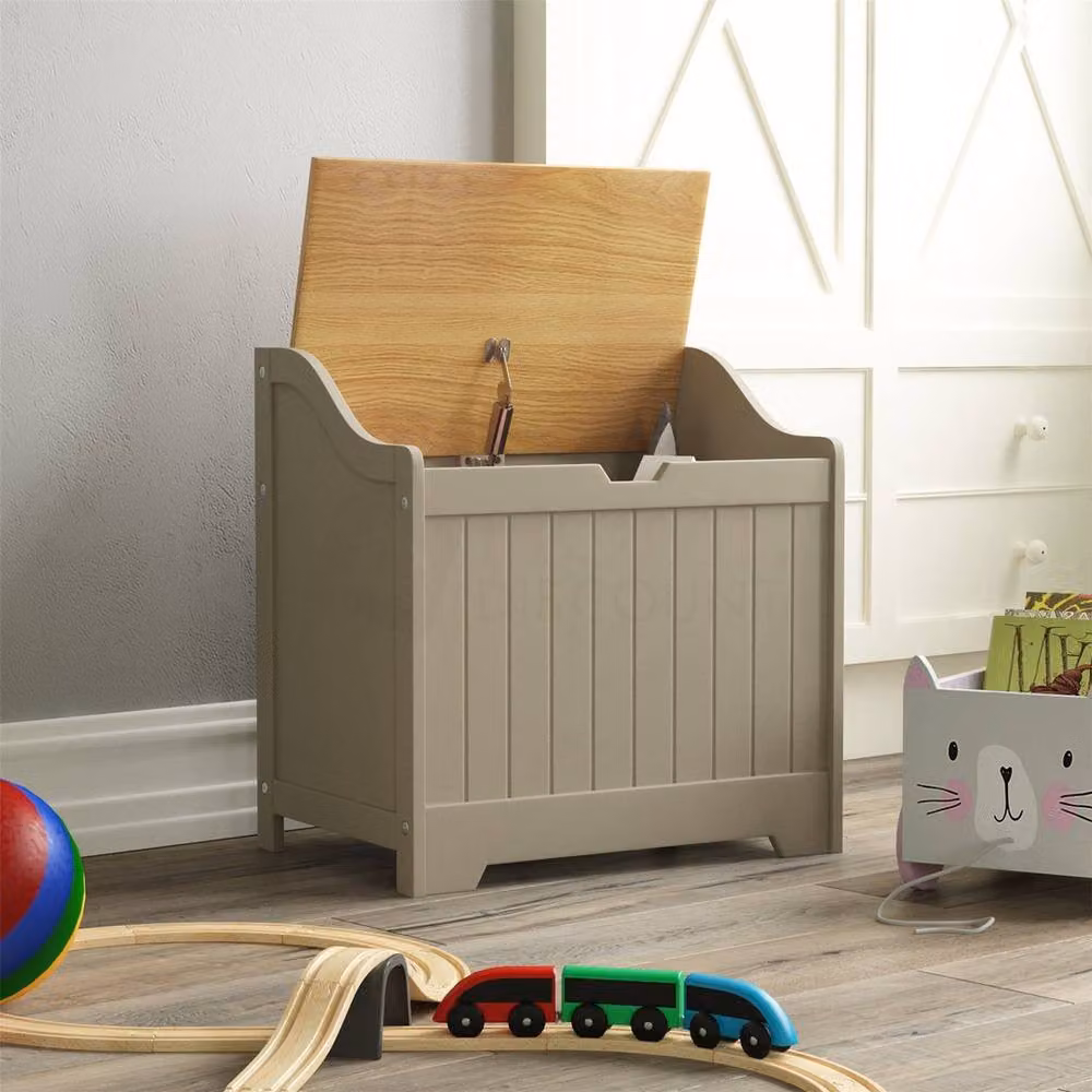 Kelvenix Grey Wooden Toy Box and Blanket Storage Chest W/D/H: 58 x 38 x 56 cm – 2