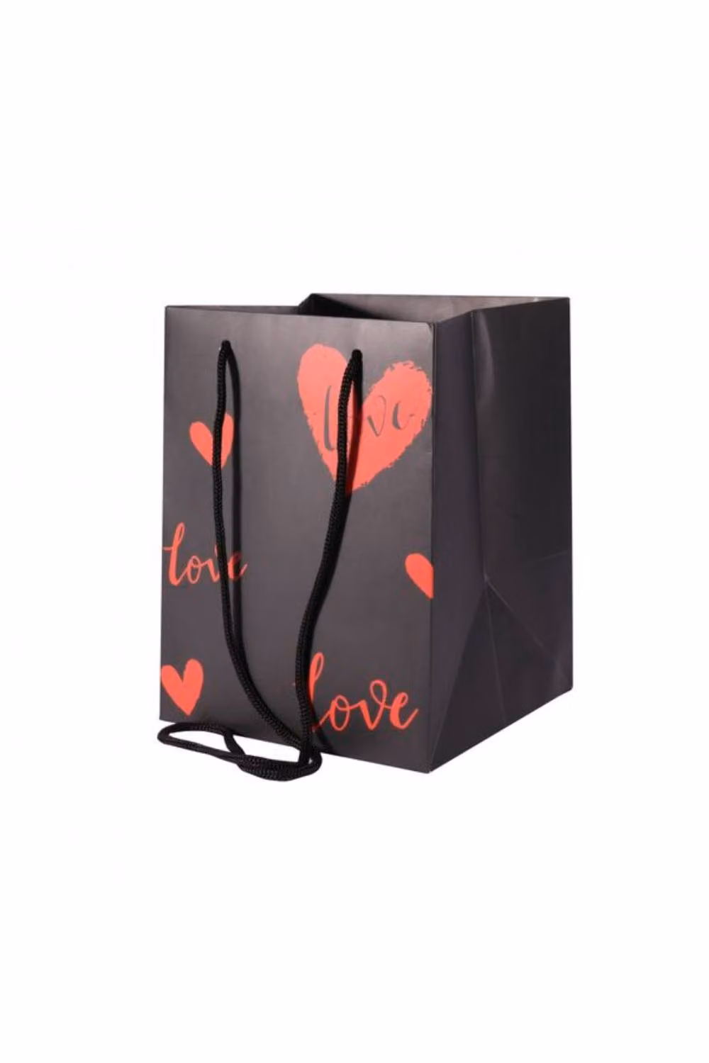 KDMD Romantic Black and Red Heart Paper Hand Tie Bags, 10 Pack – 2