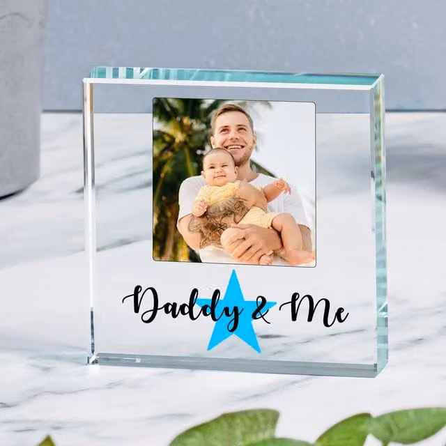 Uniqueful Personalised Daddy and Me Glass Token in Transparent and Beige