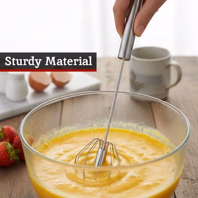 Orsina Durable Press and Spin Stainless Steel Whisk in Silver