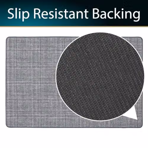 JVL Elegance Machine Washable Non-Slip Indoor Mat, Grey, W: 50 cm, D: 75 cm – 3