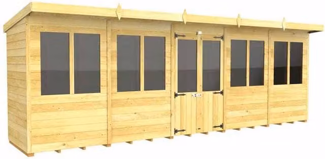 Buttercup Farm Pent Summer House in Brown Wood, W589 x D118 x H201 cm