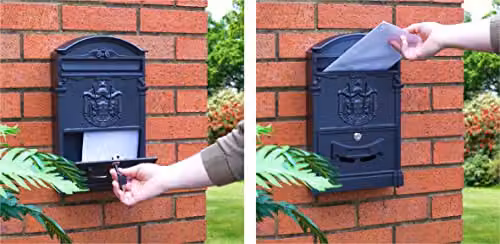 St Helens Home & Garden Wall Mounted Lockable Letterbox, Black, W/D/H: 41 x 25.5 x 9 cm – 2