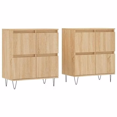 vidaXL Set of 2 Sonoma Oak Sideboards in Brown Engineered Wood