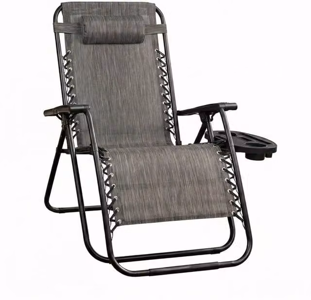 Royalford Zero Gravity Recliner Chair in Grey with Textilene Fabric and Powder Coated Steel Frame