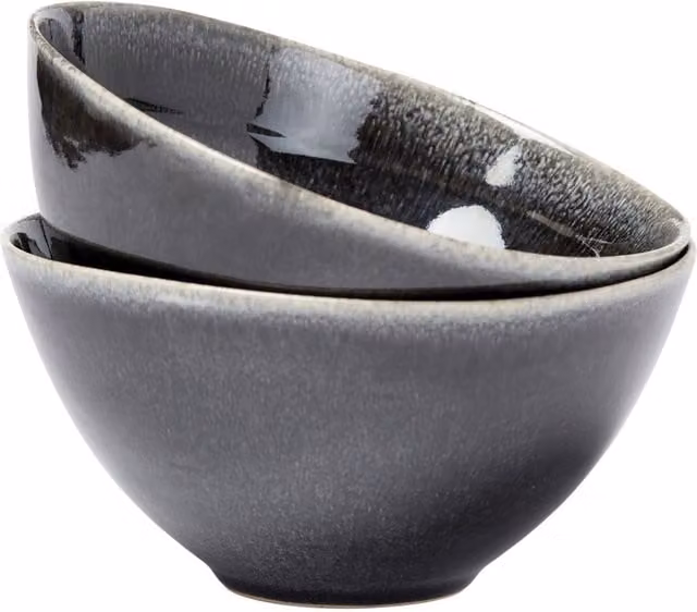Vinga Nomimono Stoneware Bowls, Pack of 2, Black