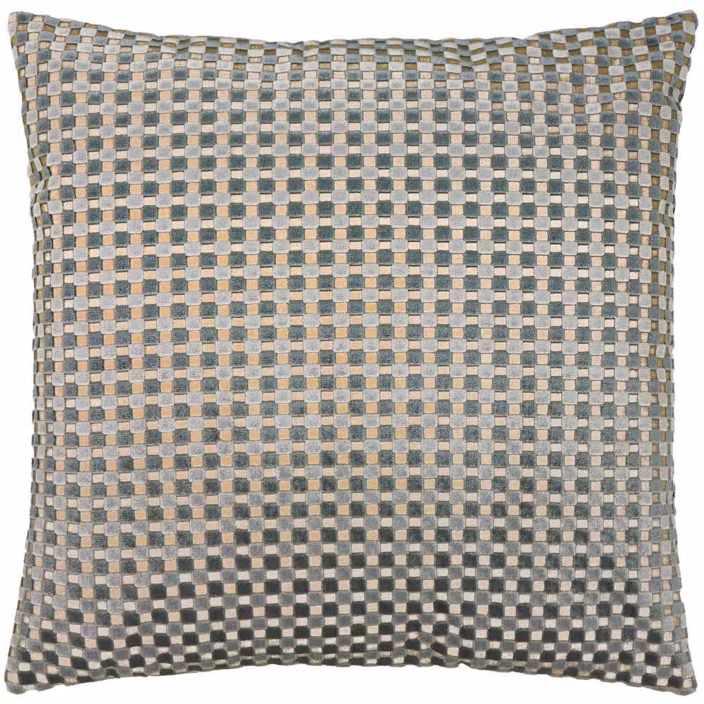 Furn Checkered Velvet Jacquard Cushion in Blue, W/D/H: 45 x 45 x 45 cm – 2