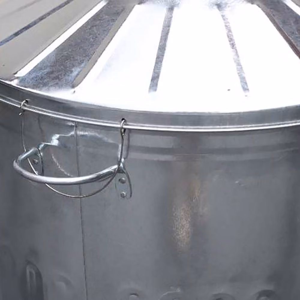 Simpa 180L Galvanised Steel Incinerator with Flip Lid in Metallic Silver – 2