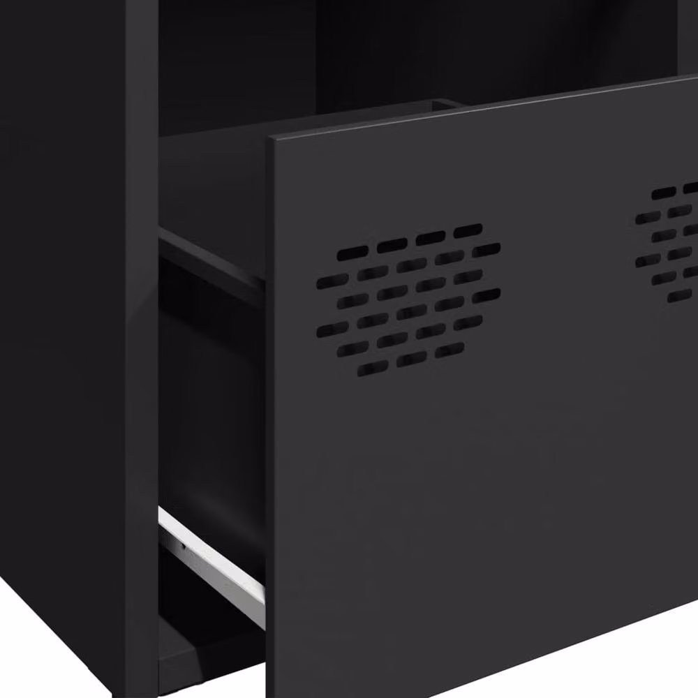 Berkfield Home Black Matt Steel Sideboard W: 68 cm, D: 39 cm, H: 73.5 cm – 5