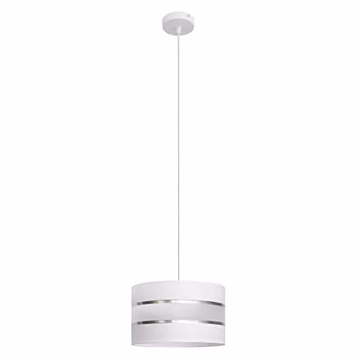 Netlighting Helen Cylindrical Pendant Ceiling Light in White and Silver, Diameter: 25 cm – 1