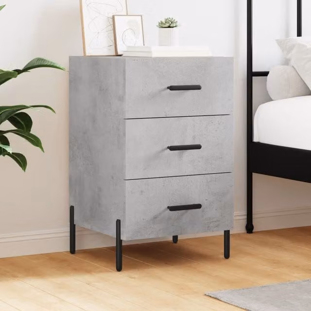 Berkfield Home Modern Bedside Cabinet in Concrete Grey, W/D/H: 40 x 40 x 66 cm – 1