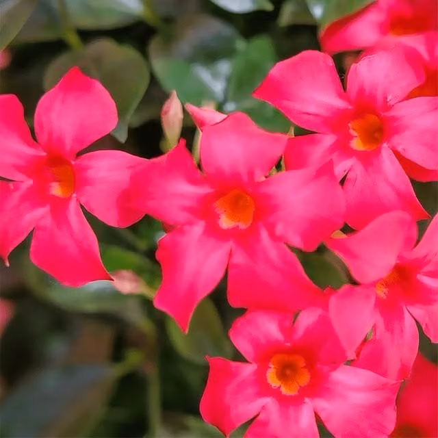 Plant Theory Sundaville Series Mandevilla Primrose Pink Flowering Climber Houseplant, Pot Size: 10.5 cm, Green