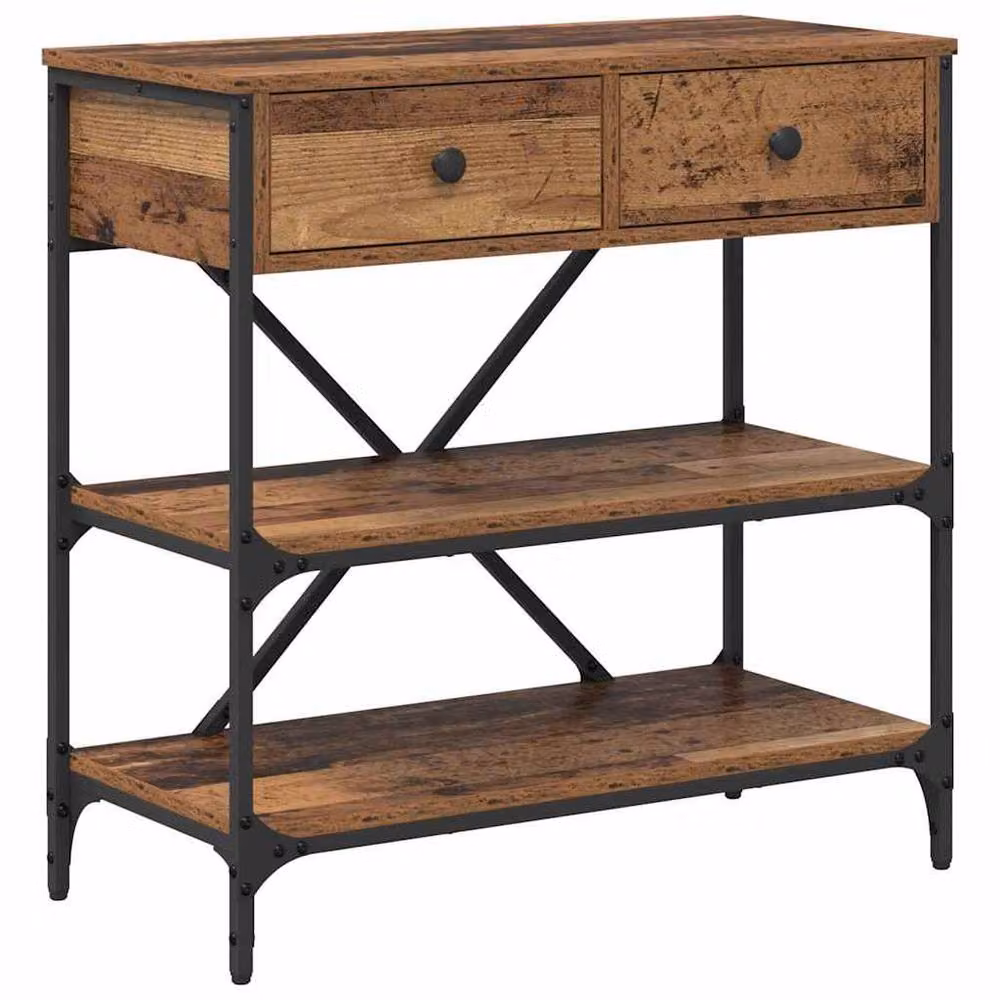 Berkfield Home Elegant Console Table in Brown Old Wood, W/D/H: 75 x 34.5 x 75 cm – 3
