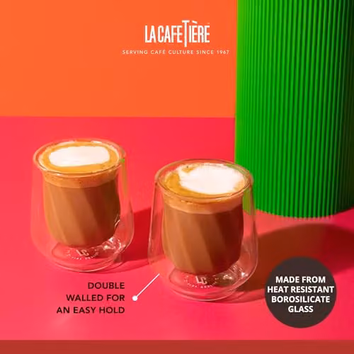 La Cafetiere Siena Double-Walled Cortado Glasses, Set of 2, 135ml, Transparent – 2