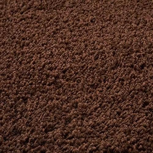 THE RUGS Brown Plain Shaggy Square Rug, W/D: 120 x 120 cm – 4