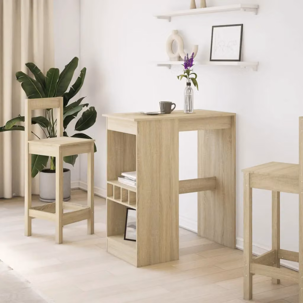 Berkfield Home Bar Table with Racks in Sonoma Oak, Brown, W/D/H: 90 x 47.5 x 103.5 cm – 3