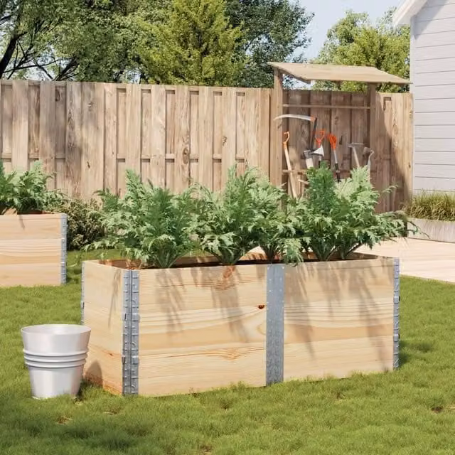 Berkfield Home Garden Brown Wooden Raised Bed Planter with Galvanised Steel, W: 150 cm, D: 50 cm, H: 50 cm