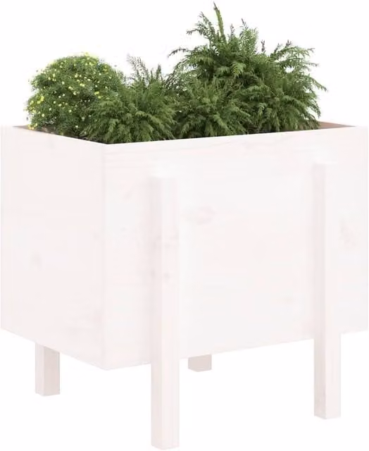 Berkfield Home Beautiful Garden Planter in White Solid Wood, W/D/H: 62 x 50 x 57 cm – 1