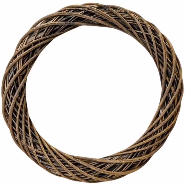 Four Candle Grey and Brown Rustic Round Willow Wreath, Diameter: 50 cm