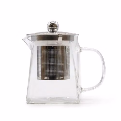 KDMD White Glass Infuser Teapot with Tower Shape, 350ml