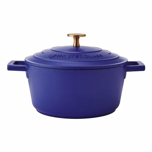 MasterClass Cast Aluminium Casserole Dish with Self Basting Lid, Blue, Diameter: 20 cm, Volume: 2.5 l – 1