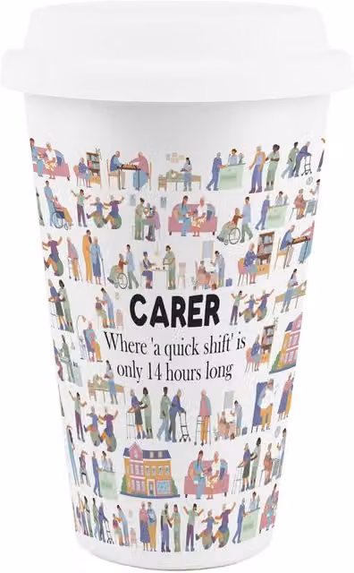 Purely Home Novelty Carer Ceramic Travel Mug in White