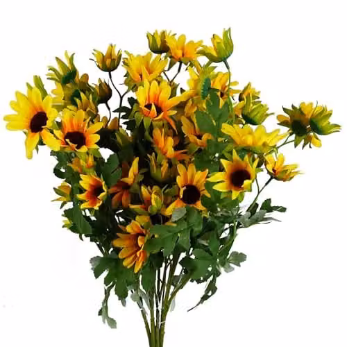 Pegdev Pack of 6 Yellow Artificial Daisy Flower Sprays, 70 cm Height