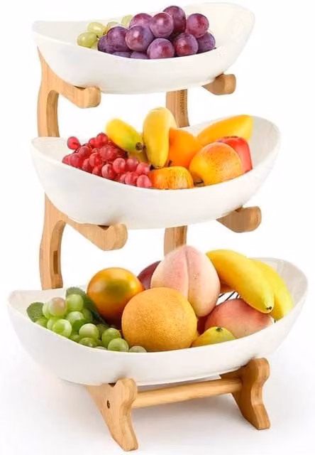 Kelvenix 3 Tier Fruit and Vegetable Storage Basket Holder in White