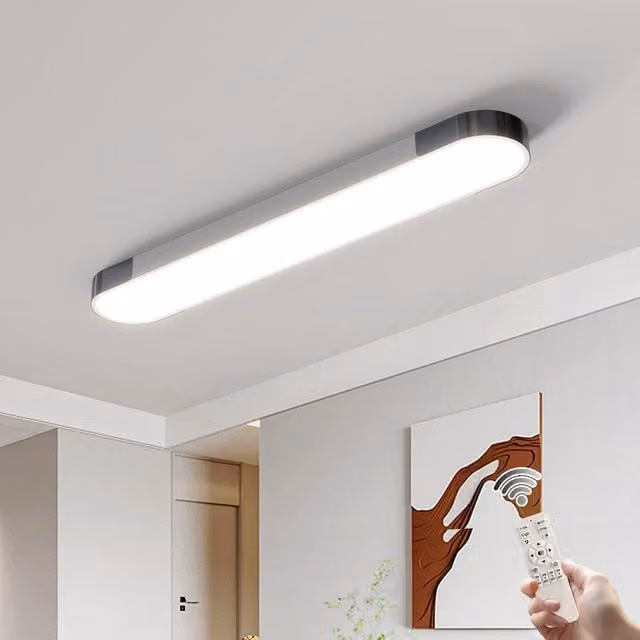 Garwarm 48W Dimmable Acrylic Linear LED Ceiling Light with Remote Control, White – 1