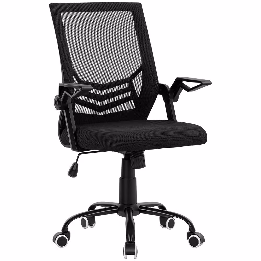 Rolipo Mesh Swivel Office Chair with Lumbar Support and Flip-Up Armrests in Black – 2