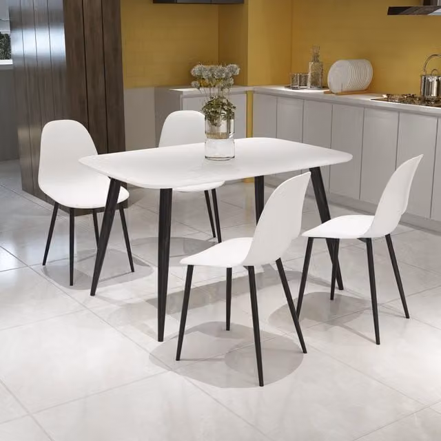 Core Products Ltd Pair of Curve Modern Plastic and Metal Dining Chairs in White Matt