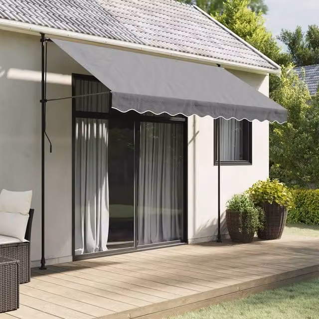 Berkfield Home Replacement Awning Valance Fabric, Anthracite Stripe in Black, Length: 3 m
