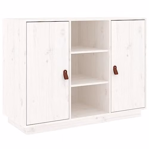 vidaXL Solid Wood Sideboard in White Pine with Doors and Compartments, Scandinavian Style, W/D/H: 100 x 40 x 30 cm