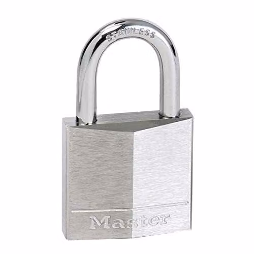 Master Lock Marine Padlock with Key, Silver and Grey, W/D/H: 6.5 x 4.0 x 0.1463 cm – 1