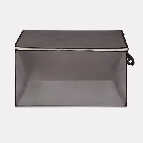 OHS 112L Extra Large Foldable Bedding and Clothes Storage Bag with Lid and Handles, Anthracite Grey – 2