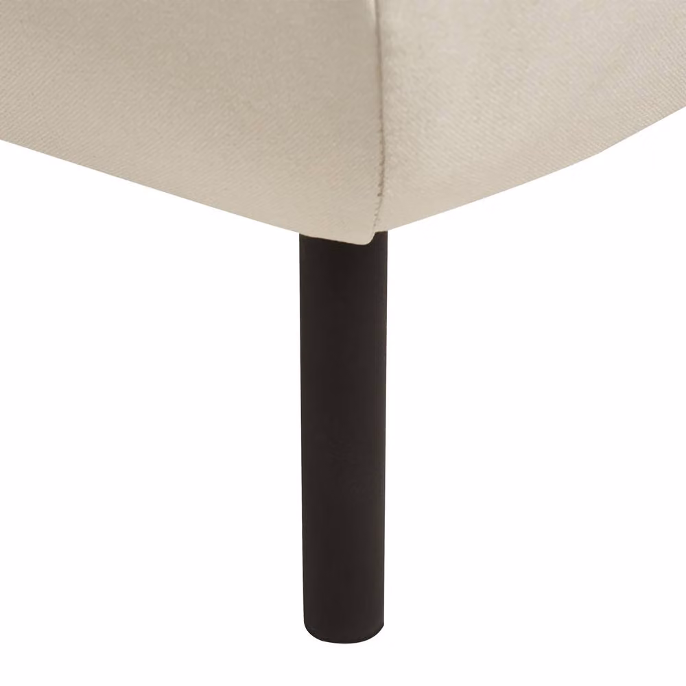 Wyld and Coco Square Ottoman Footstool in Light Beige with Black Edging – 3