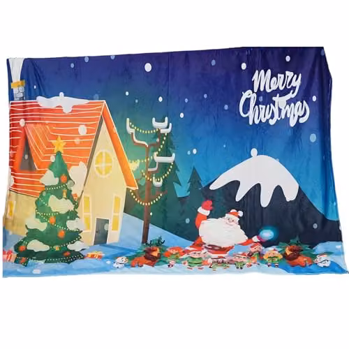 Gr8 Home Christmas Santa Fleece Blanket in Blue and Multicolour, W: 150 cm, D: 200 cm – 3