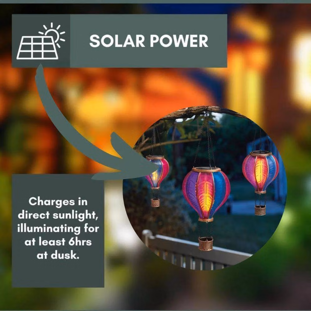 Marco Paul XLarge Solar Hot Air Balloon LED Garden Light in Multicolour and Bronze – 3