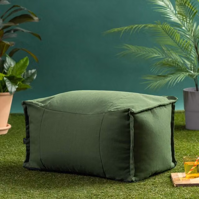 ICON Bud Footstool in Khaki Green Fabric