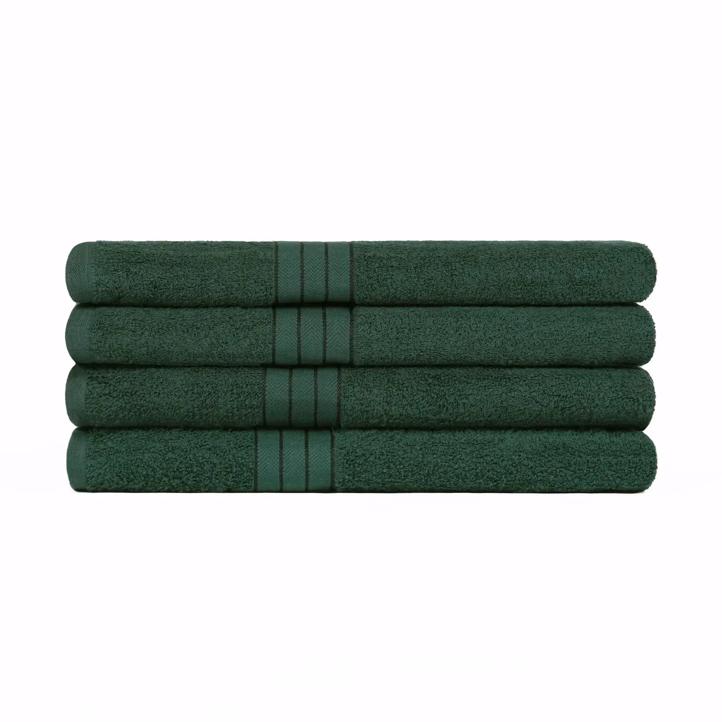 OHS 4 Pack of Fluffy 100% Cotton Bath Sheets in Dark Green – 2