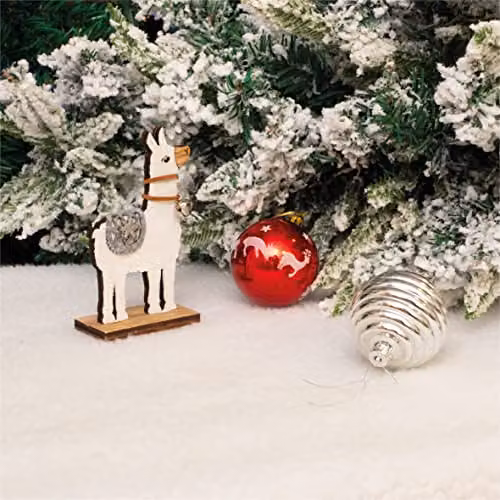 Netagon White Wooden Alpaca Ornament with Silver Saddle and Bell, W/D/H: 13 x 4 x 7 cm – 3