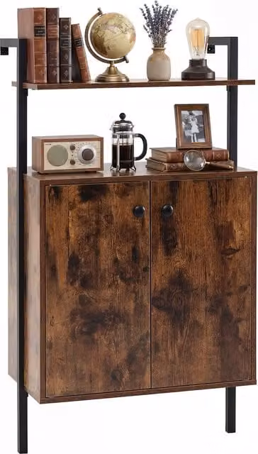 Costway Industrial Wall Mount Bookcase in Brown