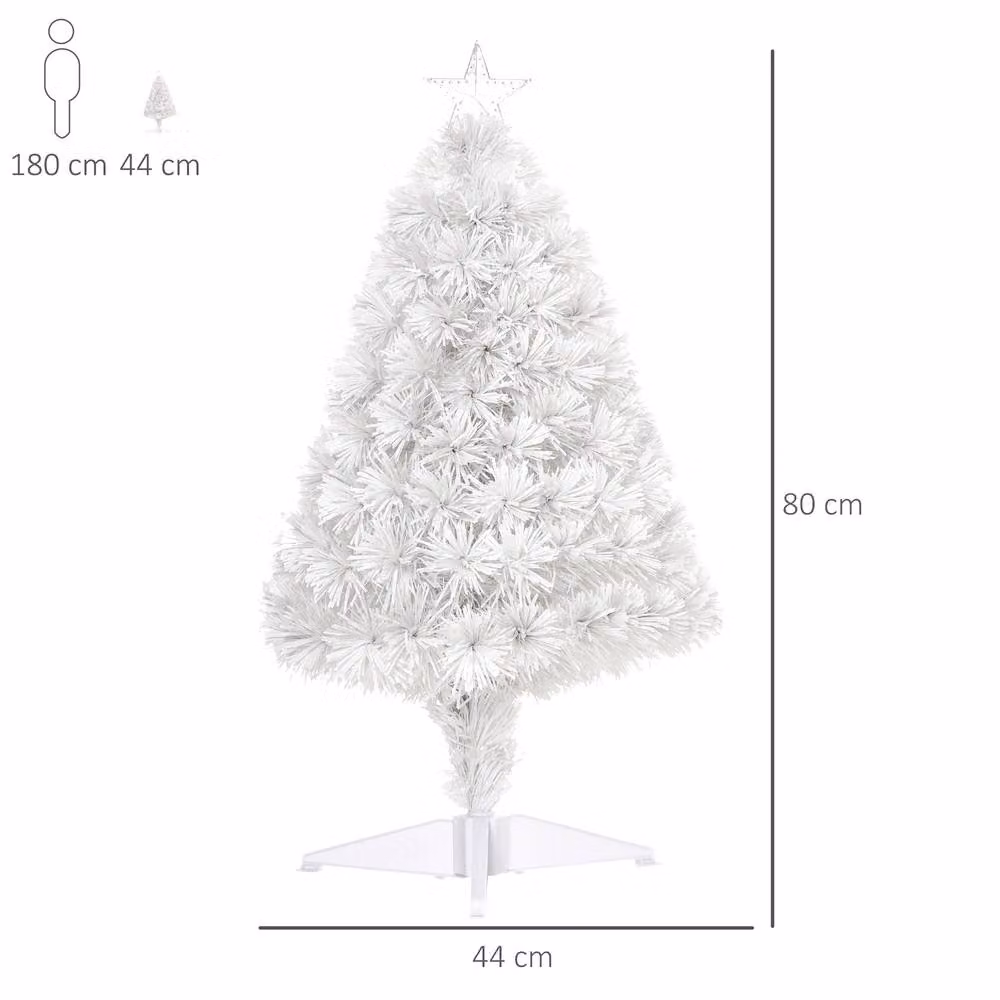 STILVORA White Tabletop Christmas Tree with Multicolour Fibre Optic Lights – 2