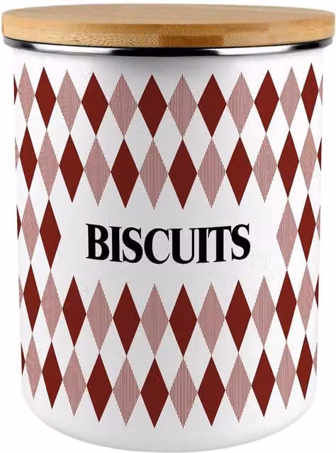 Purely Home Red Argyle Print Extra Large Metal Biscuit Tin