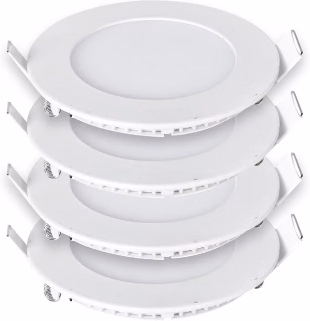 Ener-J 12W Round Recessed LED Mini Panel, Cool White 6000K, White, Diameter: 17.5 cm, Hole Size: 16 cm