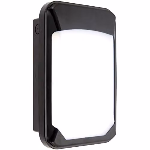 Loops Outdoor IP65 Commercial Bulkhead Wall Light, 15W Cool White LED, Black Plastic