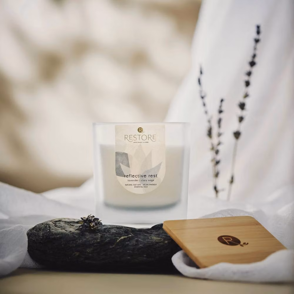 Heart and Home Restore Large Luxury Soy Blend Candle in Reflective Rest, White – 2